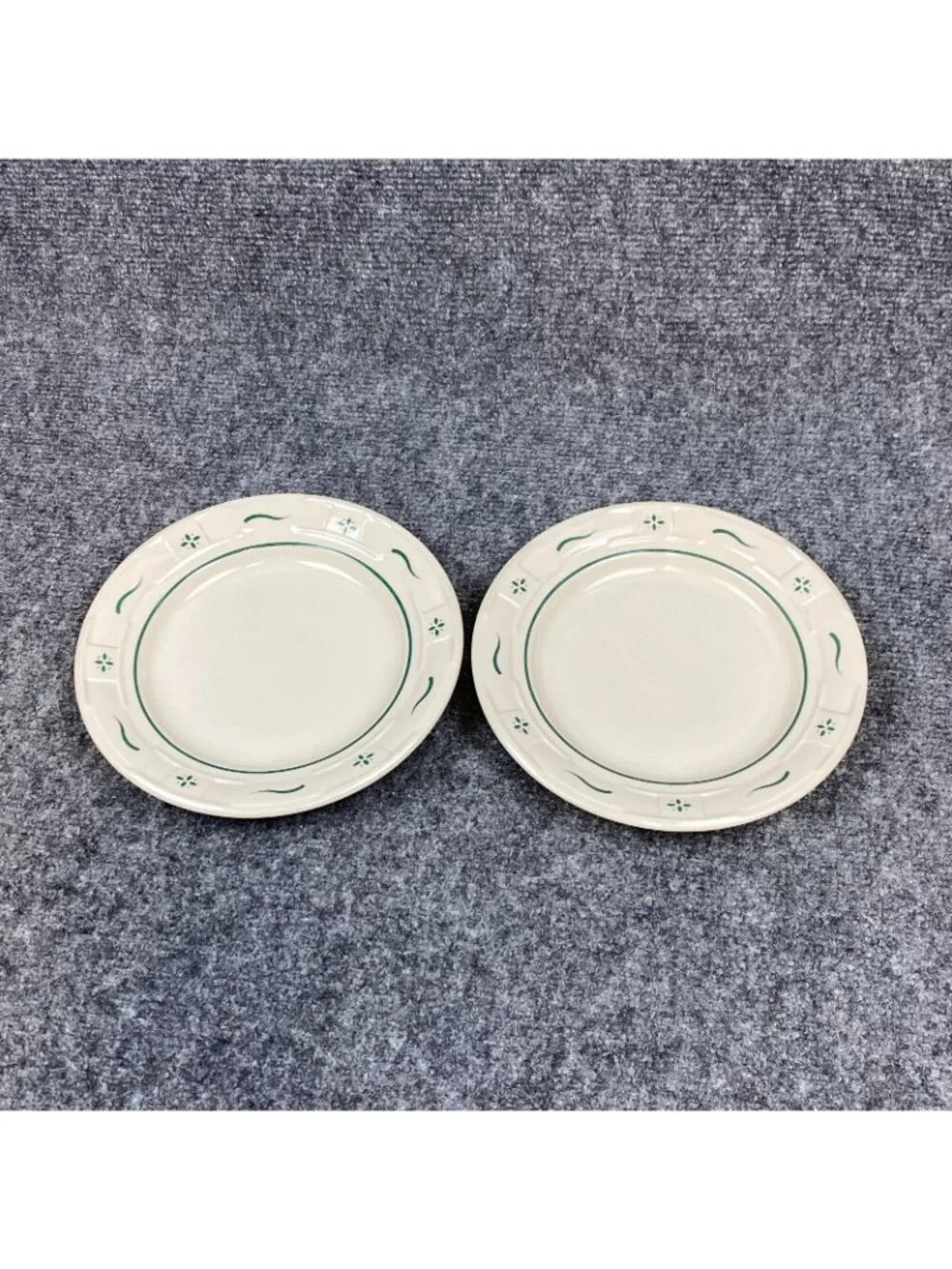 Longaberger Pottery Woven Traditions Heritage Green  2 Salad Plates  7 1/4